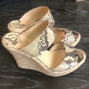 Jimmy Choo Snakeskin Wedge sandals.
